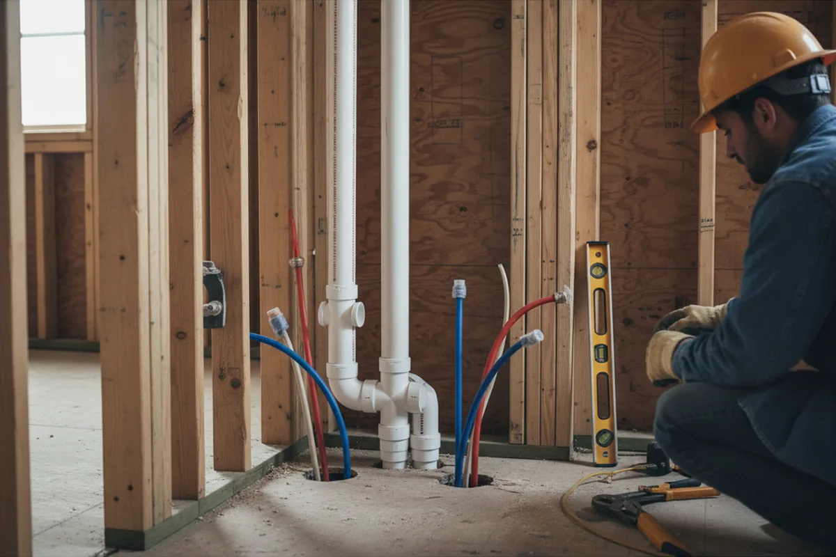 Drain and supply rough-in during Garbage Disposal Repair in Guyton
