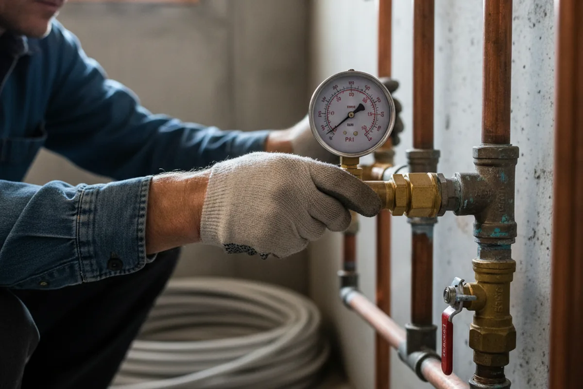 Pressure testing a repaired line during Water Line Repair in Guyton